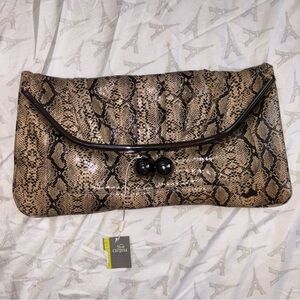 Carpisa Brown Snake Print Clutch